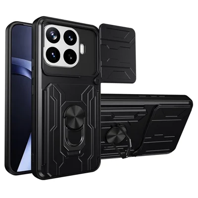 Étui pour Xiaomi 17T Pro - Coque arrière avec trépied en PC + TPU et coulissant pour objectif - Noir