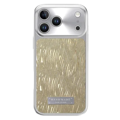 For iPhone 18 Pro Max Magnetisk Case Flydende Vandbølge TPU+PC Stødfast Telefonbeskyttelse Kompatibel Med Magsafe - Guld