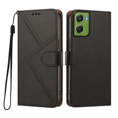 Funda para Motorola Moto G06 4G / Motorola Moto G06 Power 4G, carcasa tipo billetera de cuero PU con costura de diamante y correa de mano desmontable - Negra