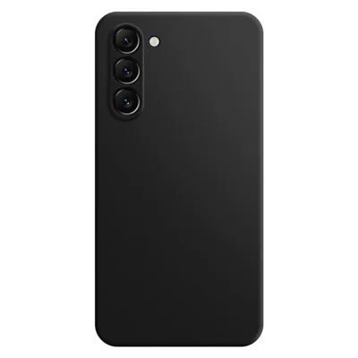 Rubberized Mobile Phone TPU Case for Samsung Galaxy S23, Microfiber Lining Design Straight Edge Protective Cover - Black