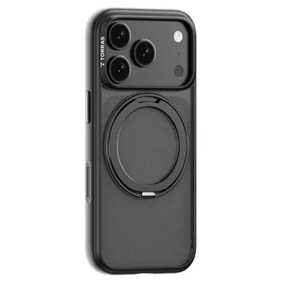 TORRAS Ostand O1 Guardian Series For iPhone 18 Pro / 17 Pro Magnetic Case Rotating Kickstand TPU + PC Phone Cover - Black