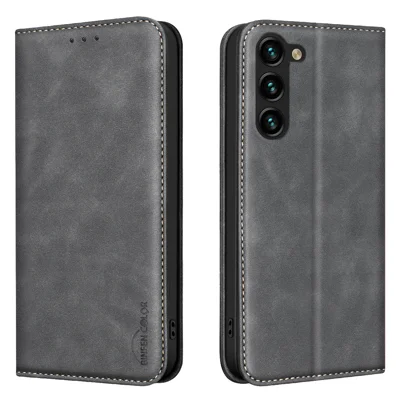  BINFEN COLOR for Samsung Galaxy A18 5G / Galaxy A17 5G / Galaxy A17 4G / Galaxy A26 5G / Galaxy A18 4G RFID Blocking Calf Texture PU Leather Phone Cover - Black