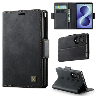 AUTSPACE för Samsung Galaxy Z Fold8 A11 Fodral RFID-blockerande Retro Läder Mobiltelefonplånbokscover - Svart