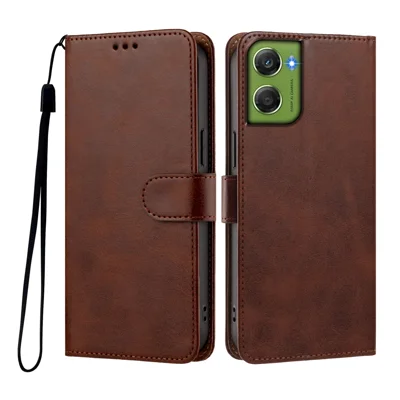 Funda tipo cartera con soporte y correa de cuero PU para Motorola Moto G06 4G / Motorola Moto G06 Power 4G, color marrón