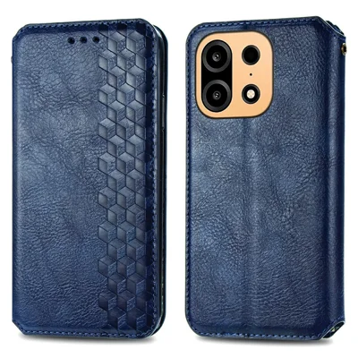 Étui pour OnePlus Turbo 6X Pro 5G avec motif losange, étui portefeuille en cuir PU - Bleu