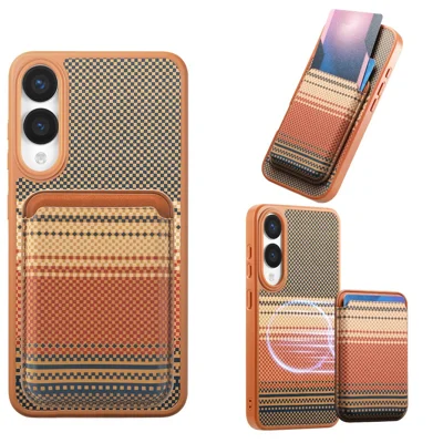 For Samsung Galaxy S25 Edge Magnetic Case Detachable Card Holder PU Leather + PC + TPU Shockproof Cover - Brown