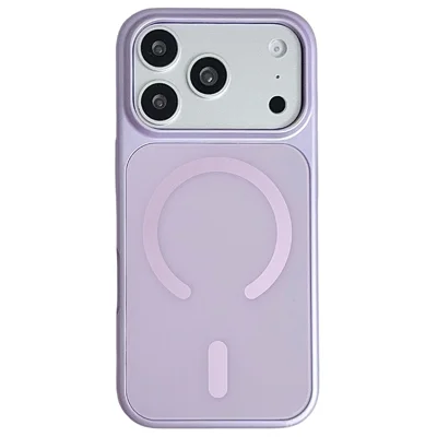 For iPhone 17 Pro Magnetic Case Skin-Feel Metallic Finish PU Leather Coated PC + TPU Phone Back Cover - Purple