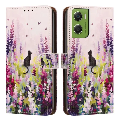 Funda tipo billetera con tapa y soporte para Motorola Moto G06 4G / Moto G06 Power 4G, carcasa de cuero PU con estampado de patrón, correa de muñeca - Gato colorido