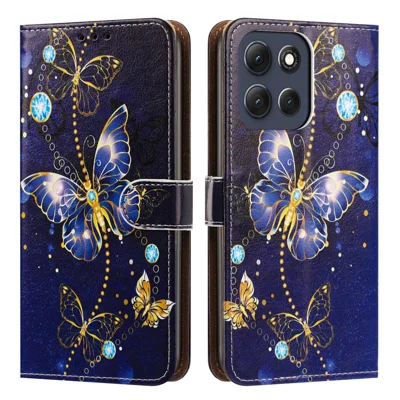 For Motorola Moto G86 5G  /  Moto G86 Power 5G Case Pattern Printed Wallet Flip Stand PU Leather Phone Cover with Wrist Strap - Big Butterfly