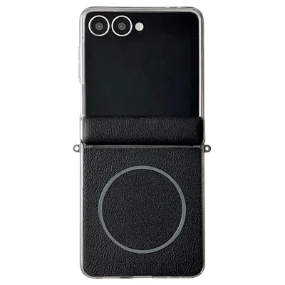 Capa Magnética para Telemóvel Samsung Galaxy Z Flip8 em Pele + PC - Preta