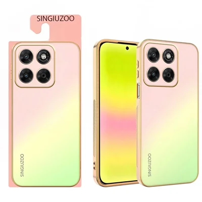 SINGIUZOO Fodral för Motorola Moto G87 5G / Moto G77 5G / Moto G67 5G Elektropläterat AG-mattt övertoningsfärg PC + TPU mobilhölje - Rosa