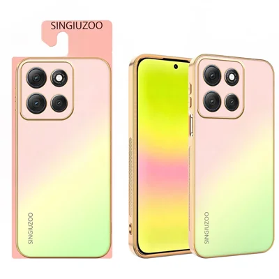 SINGIUZOO For Motorola Moto G86 Power 5G Case Electroplated AG Matte Gradient Color PC + TPU Phone Cover - Pink