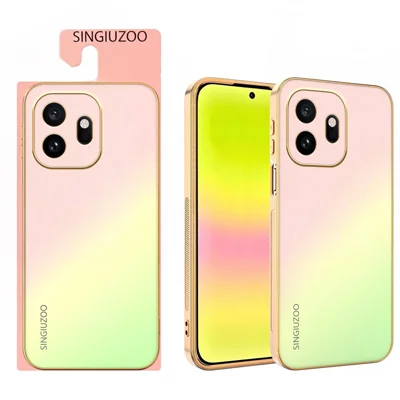SINGIUZOO For OnePlus 15T 5G Case Electroplated AG Matte Gradient Color PC + TPU Phone Cover - Pink