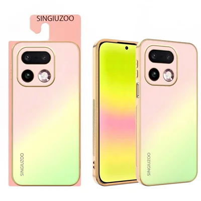 SINGIUZOO Obudowa na Realme 16 Pro+ 5G, powłoka elektrolityczna, matowa gradientna, PC + TPU - różowy