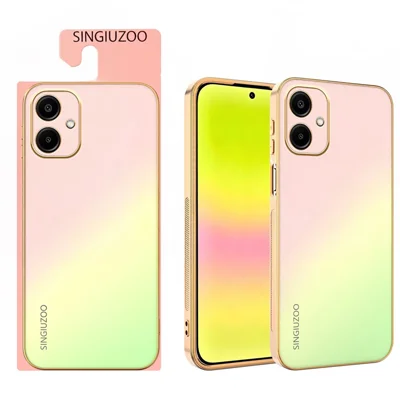 SINGIUZOO For Samsung Galaxy A06 4G Case Electroplated AG Matte Gradient Color PC + TPU Phone Cover - Pink