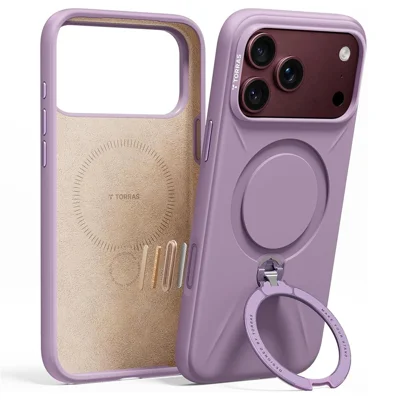 TORRAS Ostand Q3 Silicone Series for iPhone 18 Pro / 17 Pro Magnetic Case Kickstand Liquid Silicone + PC Phone Cover - Purple