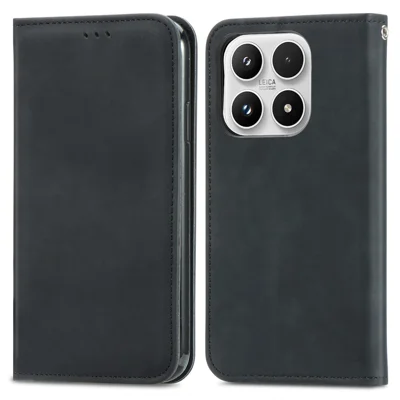 Für Xiaomi 17 Max Ledertasche mit Kartenhalter und magnetischer Absorption Handyhülle - Schwarz