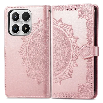 Für Xiaomi 17 Max Brieftaschenhülle Mandala Blume Ledertasche mit Ständer - Roségold