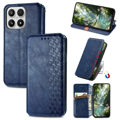Voor Xiaomi 17 Max Case Ruitmotief PU Leren Portemonnee Hoes - Blauw