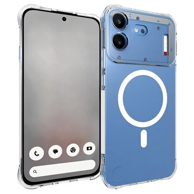 WANLONFENG pour Nothing Phone (4b) TM1 Série 2,0 mm Étui Magnétique Transparent en TPU - Arrière Transparent