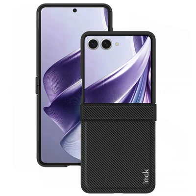 IMAK Ruiyi Serie für Samsung Galaxy Z Flip8 Hülle Kohlefaser-Optik Leder + PC-Handycover