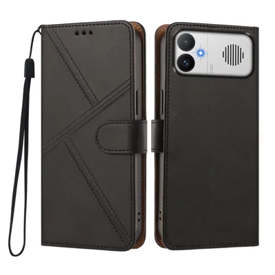 For Xiaomi Redmi K90 Max 5G Case Diamond Stitch PU Leather Wallet Flip Phone Cover with Wrist Strap - Black