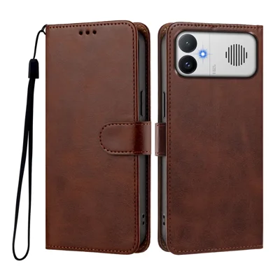  For Xiaomi Redmi K90 Max 5G Case Wallet Flip Stand PU Leather Phone Cover with Wrist Strap - Brown