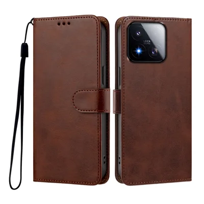 Flip-Hülle mit Geldbörse und Ständer für Xiaomi 17 Max, PU-Leder-Handyhülle mit Handschlaufe - Braun