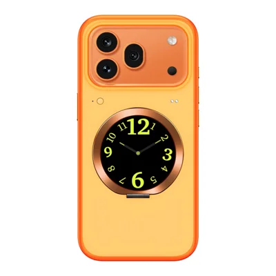 For iPhone 17 Pro Max Magnetic Case 1.52 inch Smart Display Tempered Glass + PC + TPU Phone Cover with Kickstand - Orange