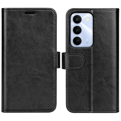 Чехол для Realme C100 5G, кожаный чехол-кошелек с текстурой крокодиловой кожи и подставкой - черный
