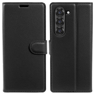 For Samsung Galaxy Z Fold6 5G Case Wallet Stand Litchi Texture Shockproof Leather Phone Cover - Black