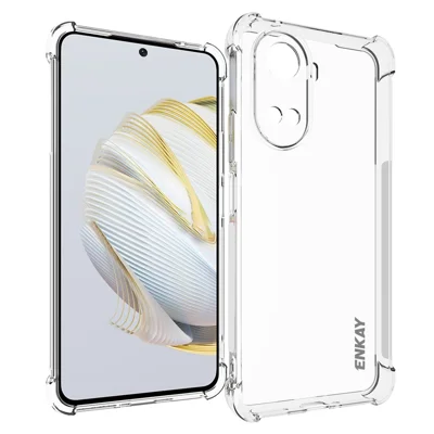 ENKAY HAT PRINCE For Huawei nova 10 SE 4G Flexible TPU Phone Case Anti-slip Strip Edge HD Clear Thickened Corners Protection Phone Cover