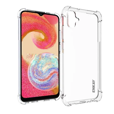 ENKAY HAT PRINCE Für Samsung Galaxy A04e 4G / F04 4G / M04 4G Slim Fit TPU Hülle Verdickte Ecken Anti-Rutsch-Streifen Rand Klare Handyhülle