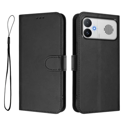  For Xiaomi Redmi K90 Max 5G Wallet Case RFID Blocking Calf Texture Leather Stand Phone Cover with Strap - Black