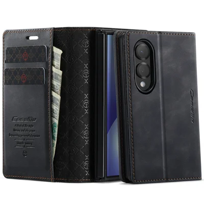  CASEME for Samsung Galaxy Z Fold8 Case  033 Series RFID Blocking Wallet Stand Calf Texture Leather Phone Cover - Black