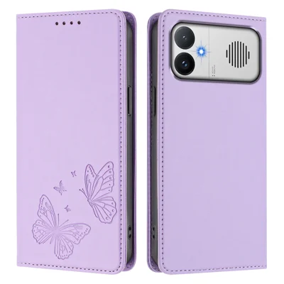  For Xiaomi Redmi K90 Max 5G Wallet Case RFID Blocking Butterfly Imprinted Magnetic Flip Leather Cover - Light Purple