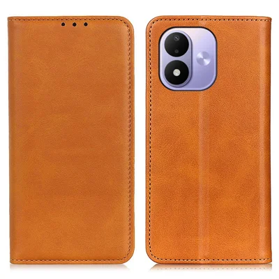 لـ كيس هاتف Xiaomi Redmi Note 17 4G بملمس جلد بقري من الجلد المقسّى قابل للطي مع محفظة - كحلي