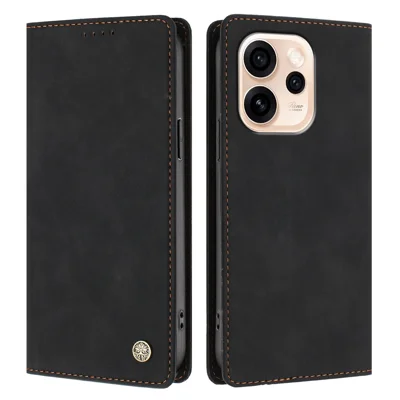 For Oppo Reno15 5G (China) / Oppo Reno15 Pro 5G (Global) Case 012 Series RFID Blocking Wallet Stand Leather Flip Phone Cover - Black