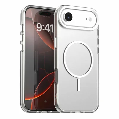 For iPhone Air Magnetic Case PC + TPU + PET Air Cushion Shockproof Phone Cover - White