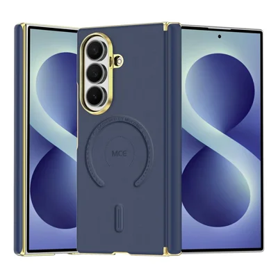 For Samsung Galaxy Z Fold8 Ultra Magnetic Case Læder + PC Elektropladeret Hjernbeskyttelse Telefondekning - Saphir