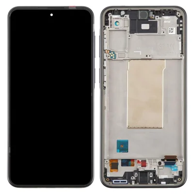For Samsung Galaxy A37 5G A376 OEM Grade S AMOLED-skærm og digitizer-samling + ramme (uden logo) - Sort