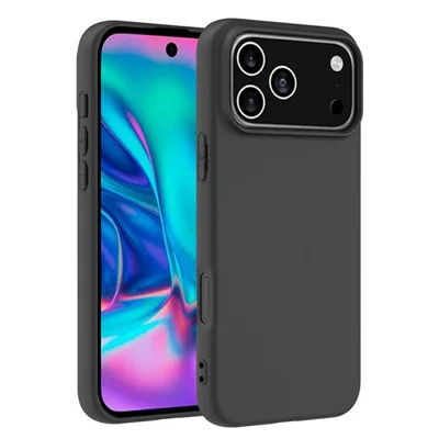 For iPhone 18 Pro Max / 17 Pro Max Case Soft Matte Back TPU Black Phone Cover (Large Cutout) - Zwart