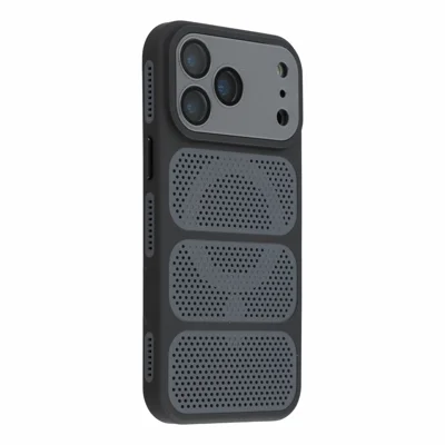 Coque pour iPhone 18 Pro Max / 17 Pro Max compatible MagSafe, coque triple ventilation de refroidissement en PC+TPU - Noir