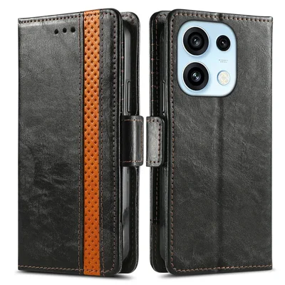 CASENEO til Oppo Reno16 Pro 5G (Global) / Reno16 5G (Global) telefondele af PU-læder med stand og RFID-blokerende wallet - Sort