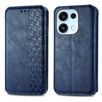 Til Oppo Reno16 5G (Global) / Reno16 Pro 5G (Global) Taske med Rombeprægning i PU-læder, Wallet, Telefonbeskytning - Blå