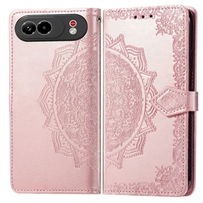 Etui portfelowe na ZTE nubia Air Pro 5G, etui na telefon z kwiatem mandala, skórzane, z uchwytem - różowe złoto