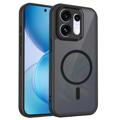 For Oppo Reno16 5G (Global) / Reno16 Pro 5G (Global) Magnetisk Case Skindeling Matt PC + TPU Anti-drop Telefonbeskyttelse - Gennemsigtig