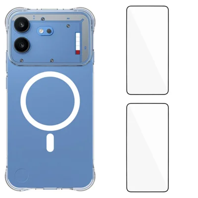  WANLONFENG for Nothing Phone (4b) WL1 Series 2.0mm Magnetic Case Clear TPU Phone Back Cover with 2Pcs Screen Films - Transparent