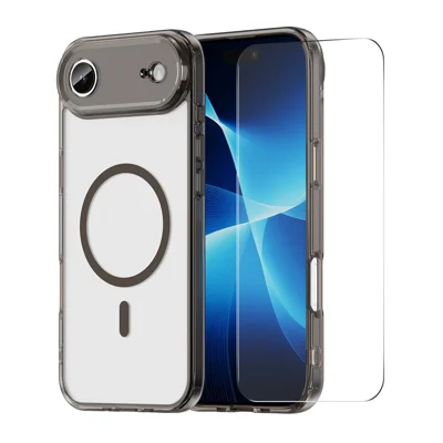 HAT PRINCE voor iPhone Air ENKAY Magnetisch Hoesje Kristalhelder TPU Telefoonhoes met Hoge Aluminium-silicium Glazen Schermbeschermer - Zwart