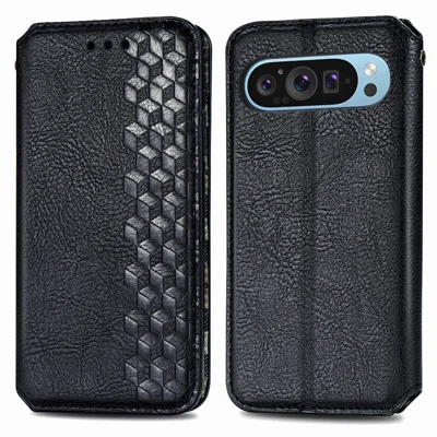 Für Google Pixel 11 Pro / Pixel 11 Case Rhombus-Prägung PU-Leder-Mappe Handyhülle - Schwarz